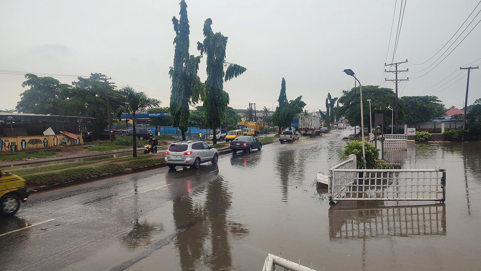 Flooded road in Lagos